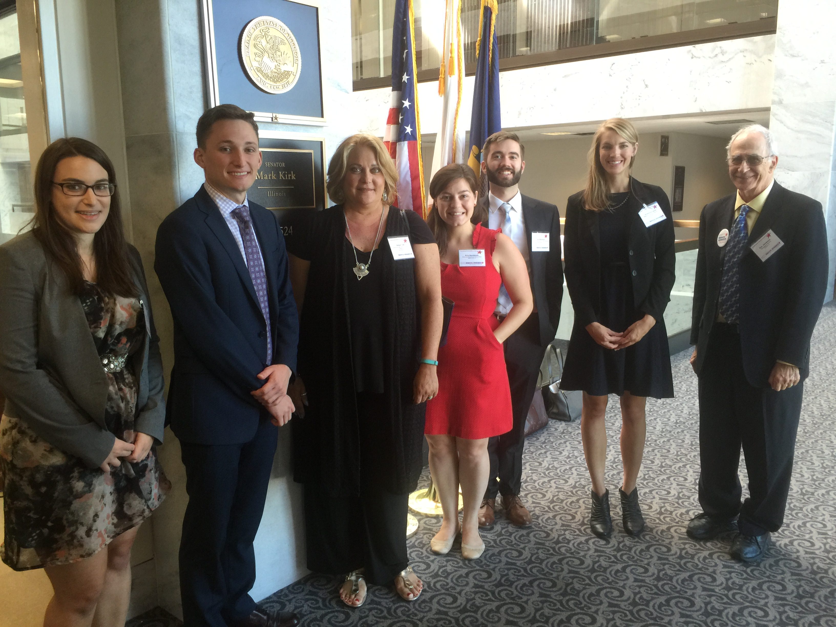 Eric Jakobsson (far right) visits the office of Senator Mark Kirk to advocate for NIH funding as part of the Rally for Medical Research.
