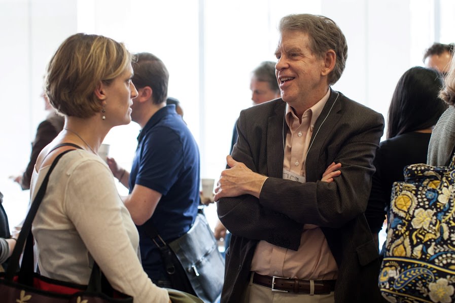 Robert LaMotte, Yale University and Ellen Lumpkin, Columbia University, discussing touch and itch during a coffee break.