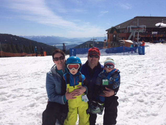 Tanner skiing with his family.