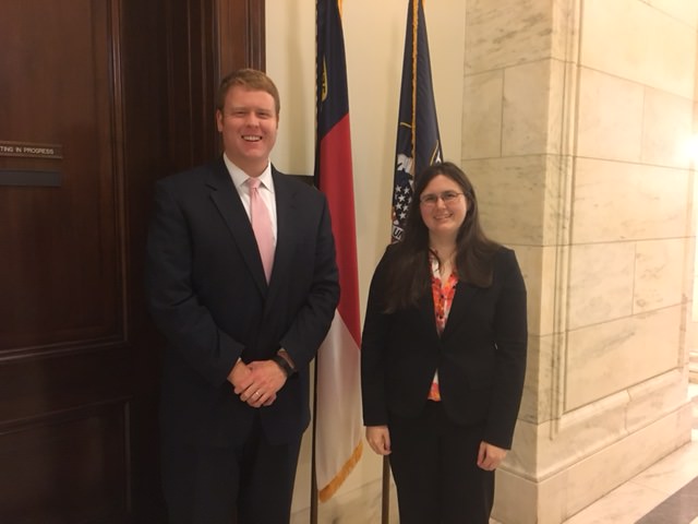 Author Christy Gaines (R) with a staff member from the Office of Senator Richard Burr (NC)