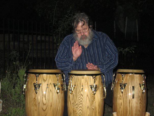 Aldrich playing the drums.