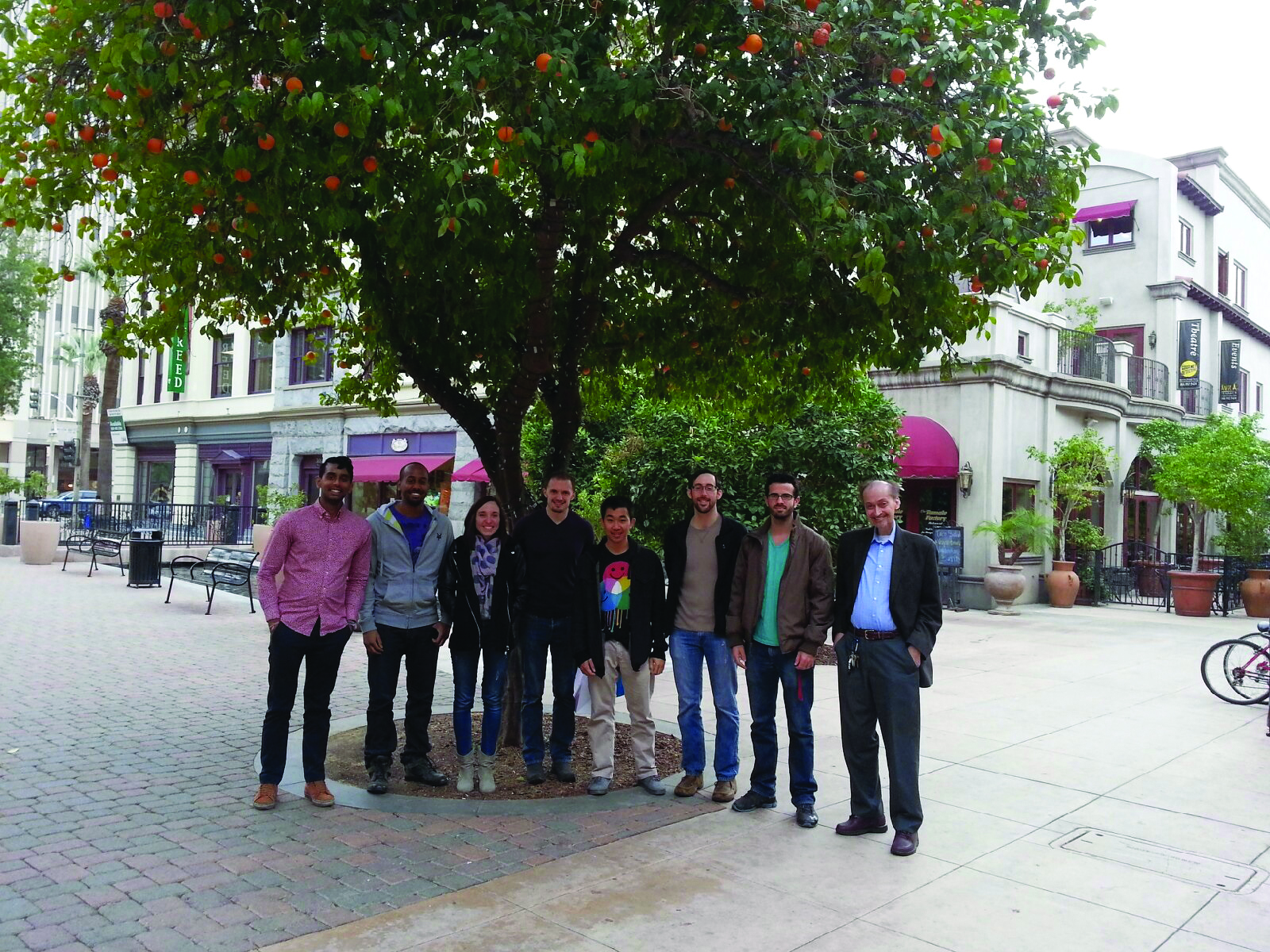 Morikis with his lab students in downtown Riverside, 2015