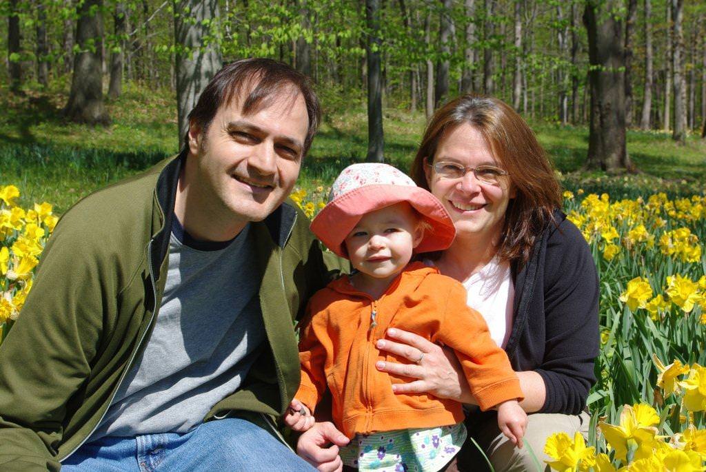 Thomas with husband Ben Turk and daughter Cora.