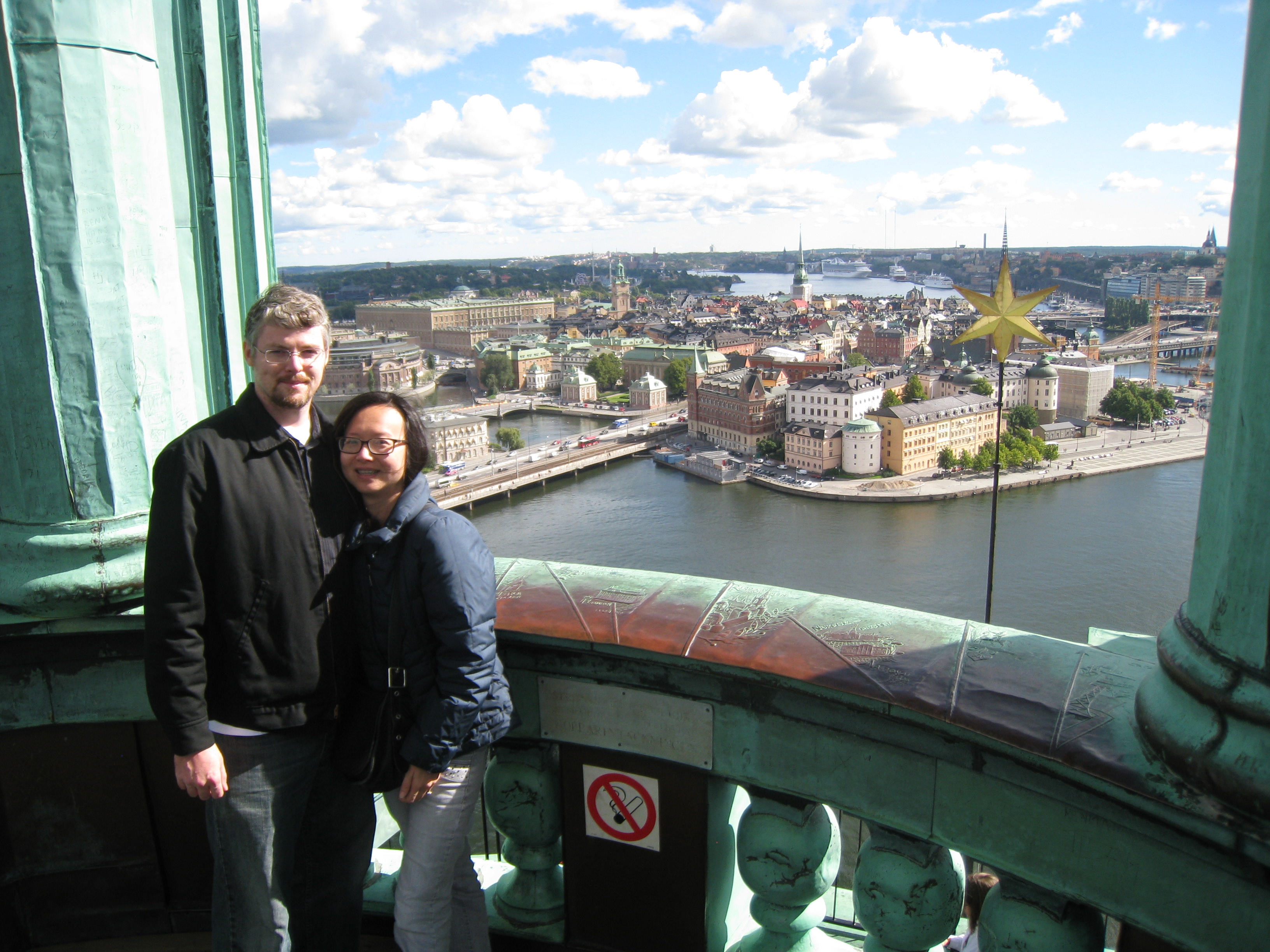 Cheung and her husband, Brenden Wyker, visiting Stockholm. The couple spends time traveling together as often as possible.