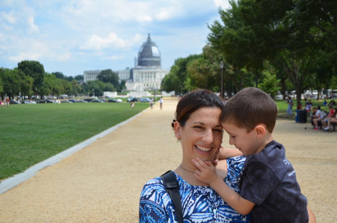 Vásquez with her son in Washington, DC