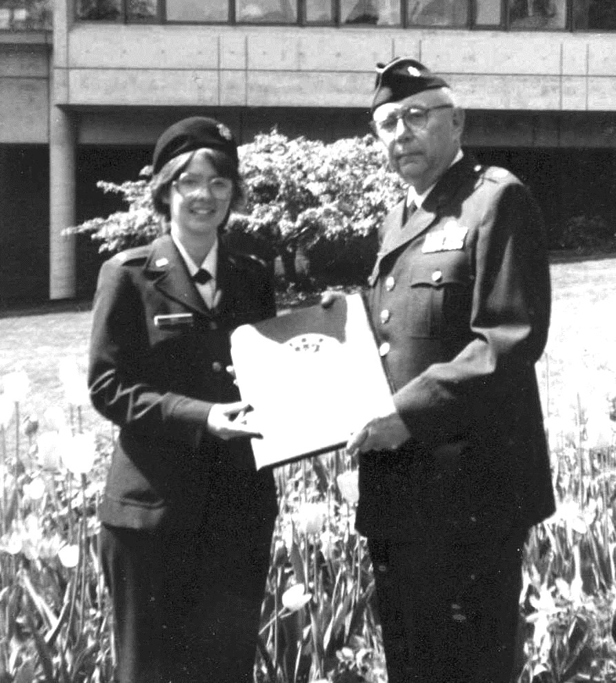 Smith with her father at her Air Force commissioning.